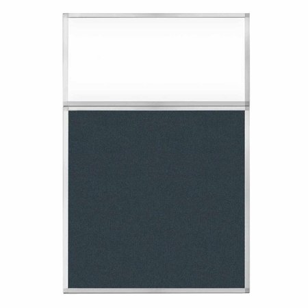 VERSARE Hush Panel Configurable Cubicle Partition 4' x 6' W/ Window Blue Spruce Fabric Clear Window 1812483-2